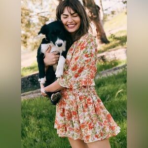 Anthropologie Misa Los Angeles Floral Romantic Mini Dress Bell Sleeves Medium